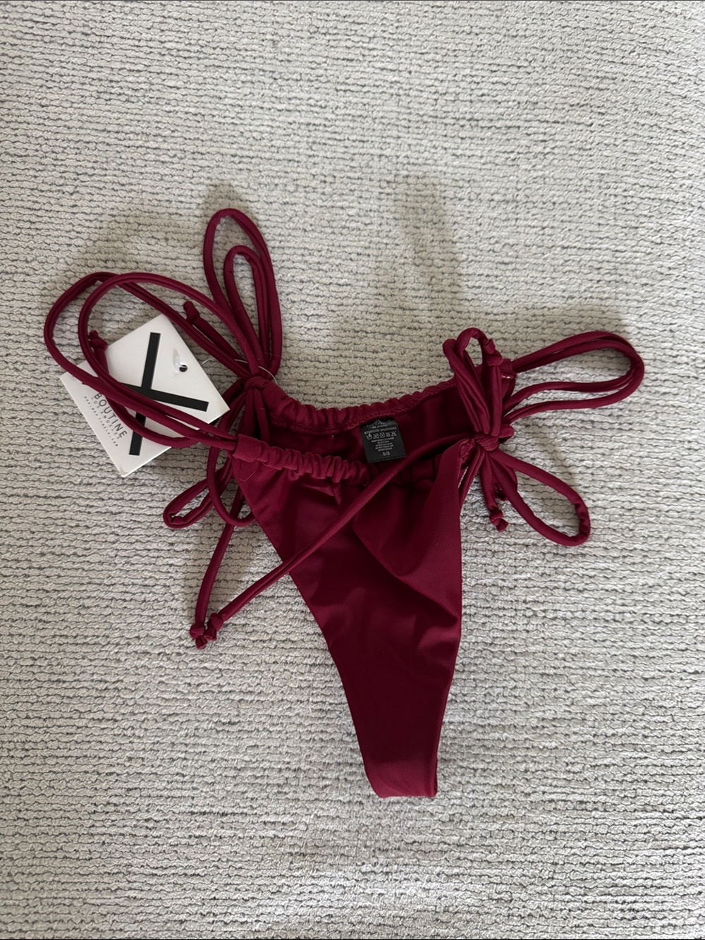 NWT BoutineLA String Bikini Bottoms in Plum Red